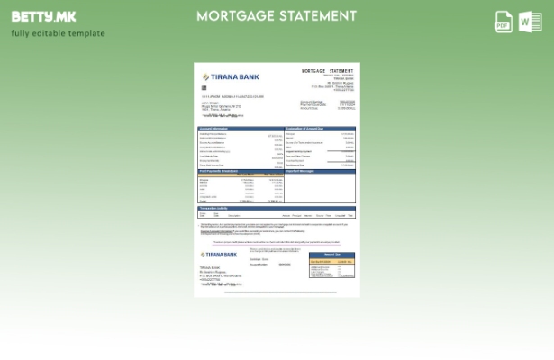 Модерен стил Албанија Шаблон за извод за хипотека од банка Тирана